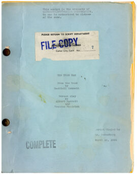 THIN MAN, THE (Mar 19, 1934) Film script