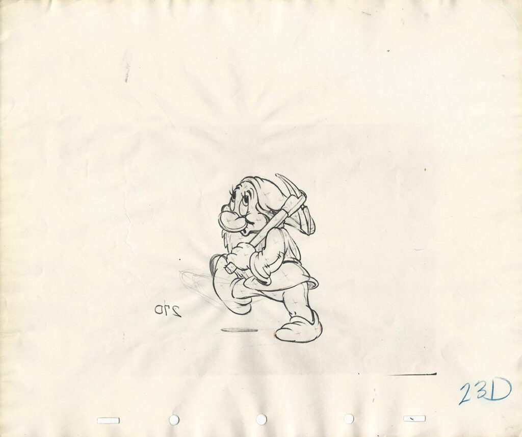 SNOW WHITE AND THE SEVEN DWARFS (1937) Production drawing of "Bashful"