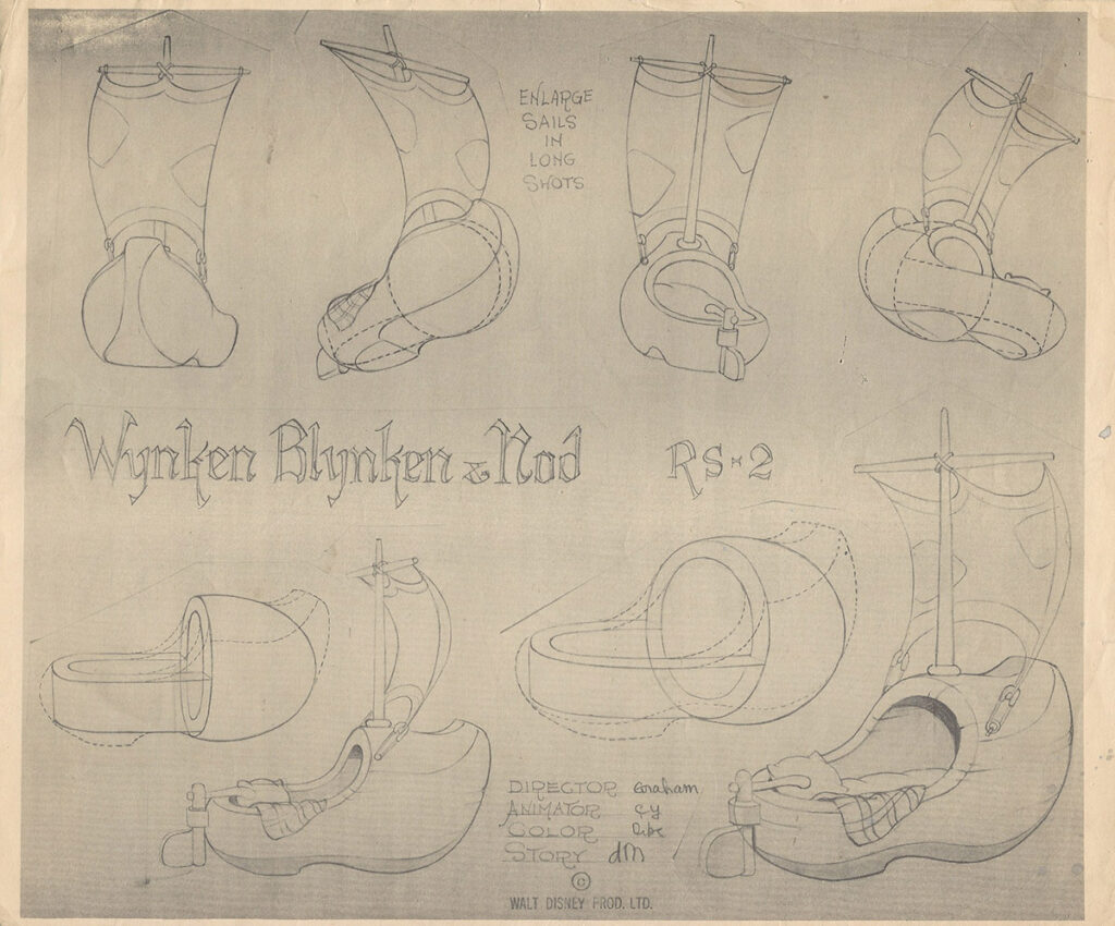 WYNKEN, BLYNKEN AND NOD (1938) Disney animation model sheet
