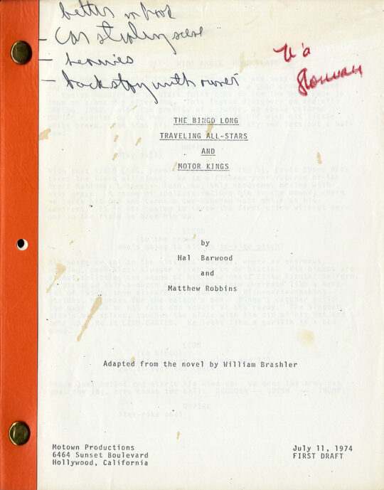 (African American film) (Negro league baseball) THE BINGO LONG TRAVELING ALL-STARS & MOTOR KINGS (Jul 11, 1974) Film script
