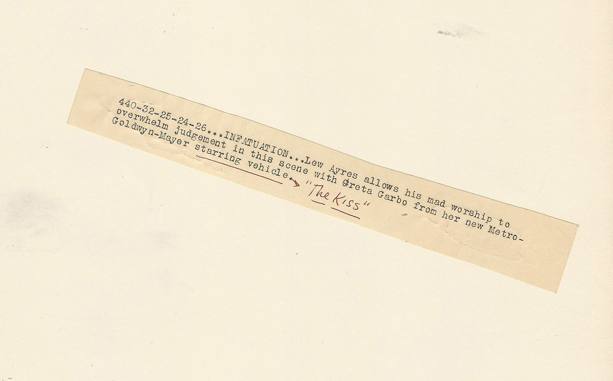 GRETA GARBO, LEW AYRES | THE KISS (1929) Oversized photo of torrid pre-Code moment - Image 2