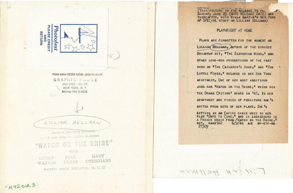 LILLIAN HELLMAN (ca. 1930-60s) Photo archive - Image 6