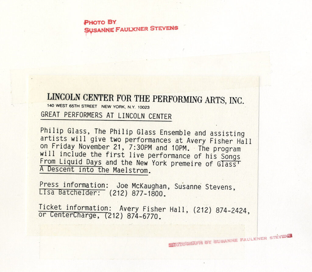 PHILIP GLASS (1975-89) Photo archive - Image 3