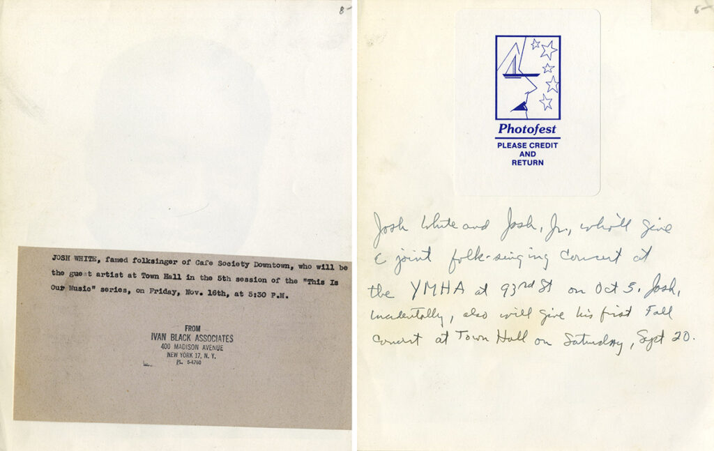 JOSH WHITE (ca. 1940s-50s) Set of 3 photos - Image 3