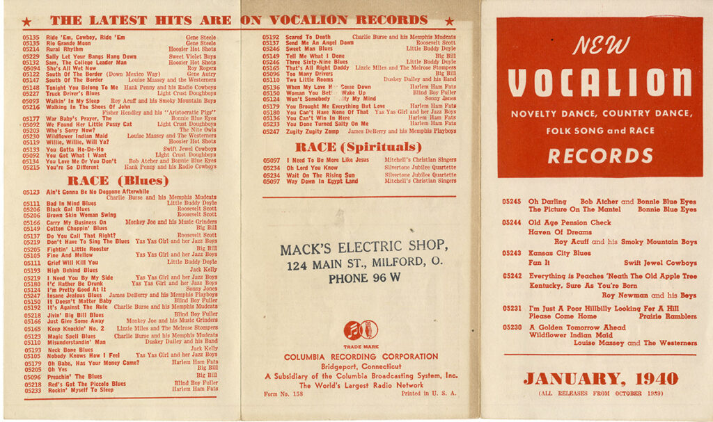 NEW VOCALION NOVELTY DANCE, COUNTRY DANCE, FOLK SONG AND RACE RECORDS [CATALOG] (Jan 1940) Pamphlet - Image 2