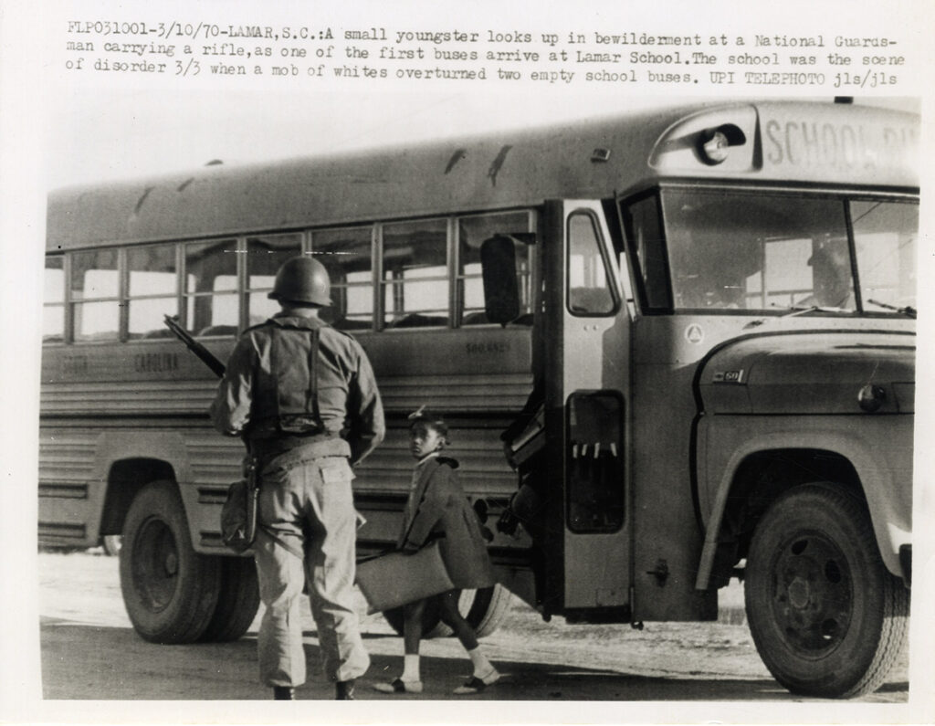BUSING IN LAMAR, SOUTH CAROLINA (1970) Press photo