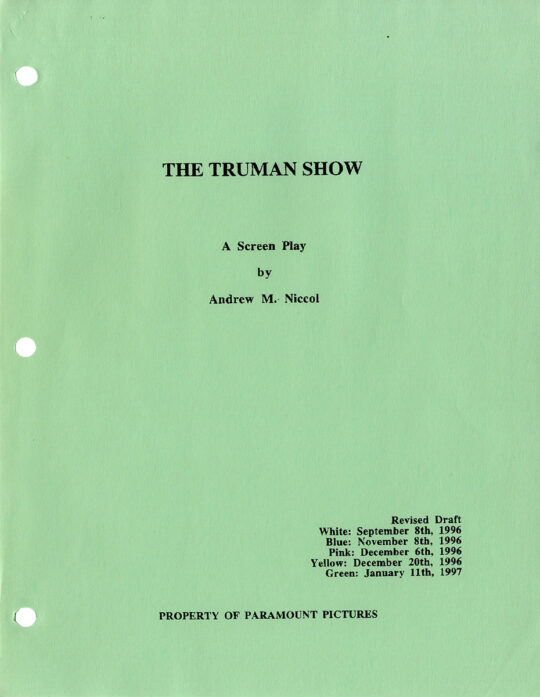 Peter Weir (director) THE TRUMAN SHOW (1997) Rainbow film script