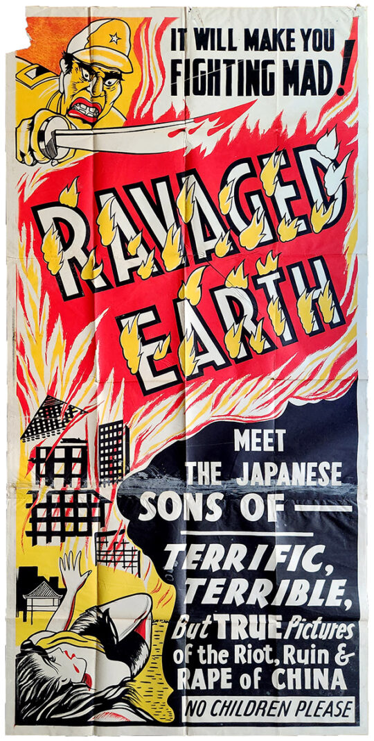 (World War II racist propaganda) RAVAGED EARTH [1942] Three-sheet poster